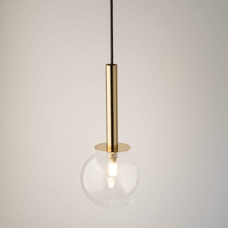 Luster na sajli DAISY 1xG9/12W/230V prečnik 14 cm zlatna/crna/prozirno staklo