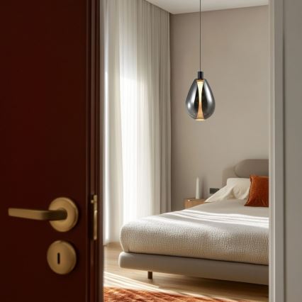 Luster na sajli DENSO 1xG9/5W/230V prečnik 20 cm crni hrom