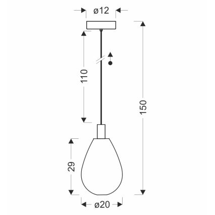 Luster na sajli DENSO 1xG9/5W/230V prečnik 20 cm crni hrom