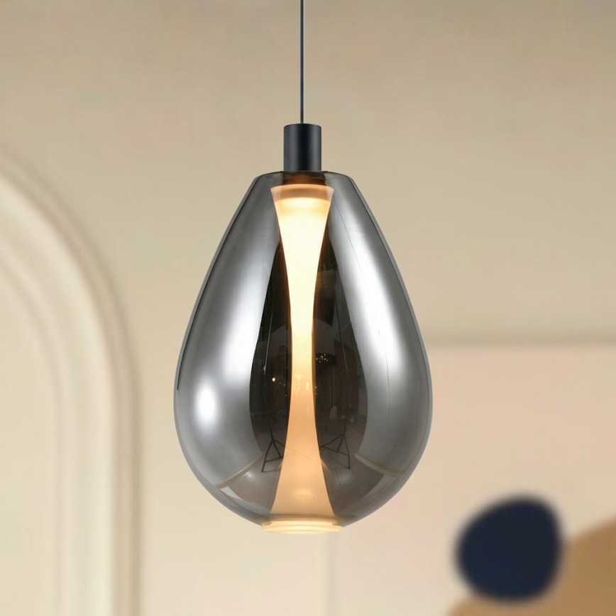 Luster na sajli DENSO 1xGU10/10W/230V prečnik 30 cm crni hrom