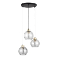 Luster na sajli DEVI 3xE27/15W/230V crna/prozirna