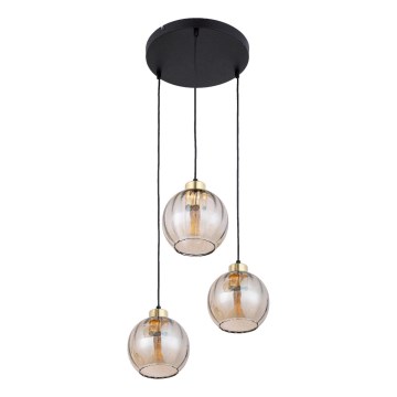 Luster na sajli DEVI 3xE27/15W/230V crna/zadimljeno bež
