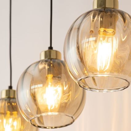 Luster na sajli DEVI 3xE27/15W/230V crna/zadimljeno bež