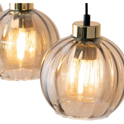 Luster na sajli DEVI 3xE27/15W/230V crna/zadimljeno bež