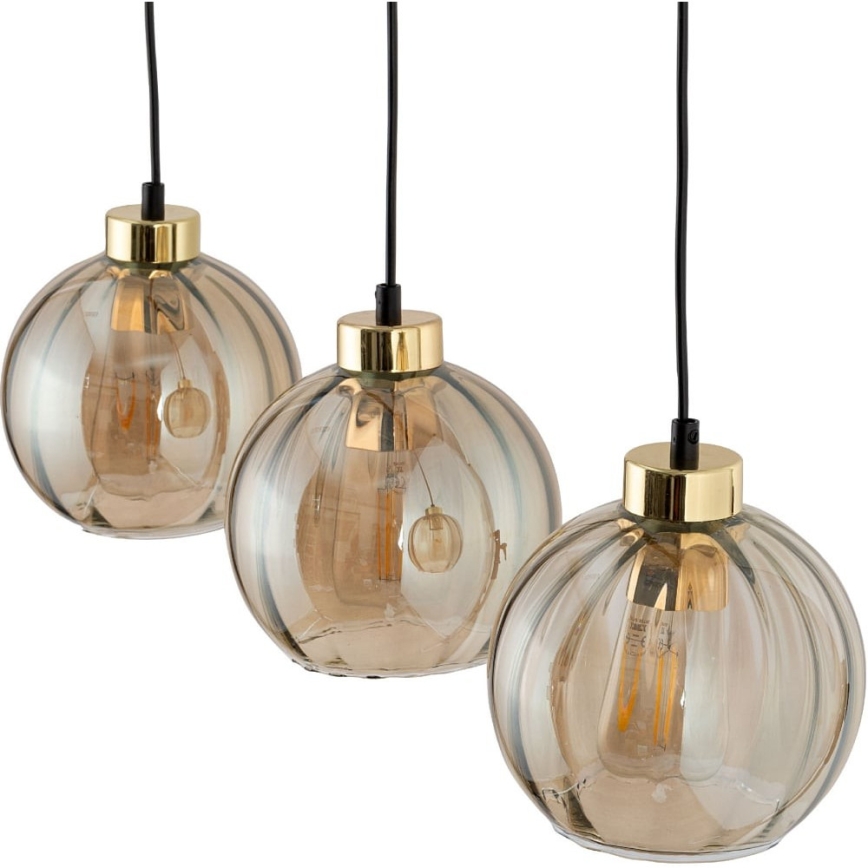 Luster na sajli DEVI 3xE27/15W/230V crna/zadimljeno bež