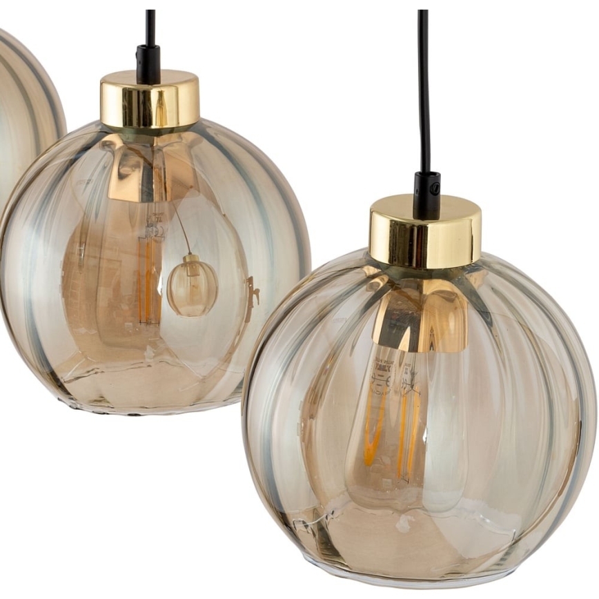 Luster na sajli DEVI 3xE27/15W/230V crna/zadimljeno bež