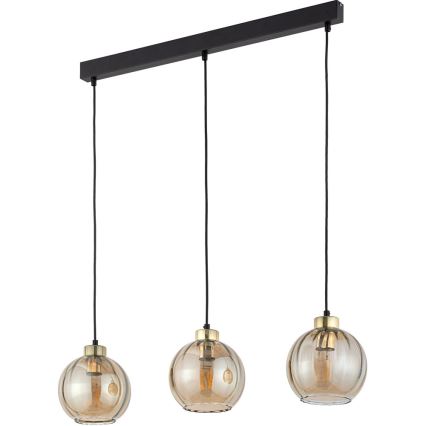 Luster na sajli DEVI 3xE27/15W/230V crna/zadimljeno bež