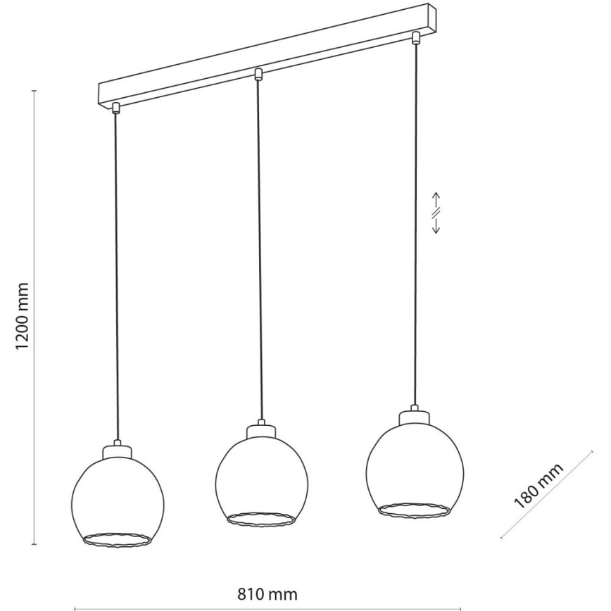 Luster na sajli DEVI 3xE27/15W/230V crna/zadimljeno bež