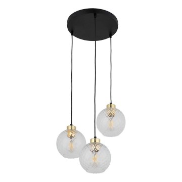 Luster na sajli DEVON 3xE27/15W/230V crna/prozirna