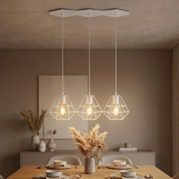Luster na sajli DIAMOND 3xE27/60W/230V bela