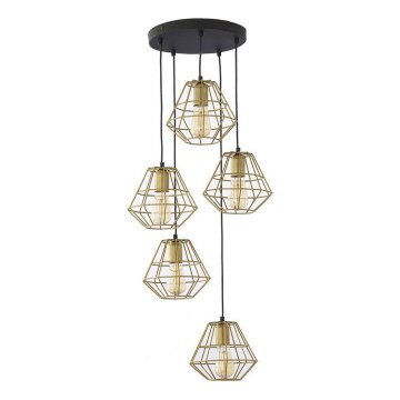 Luster na sajli DIAMOND 5xE27/15W/230V crna/zlatna