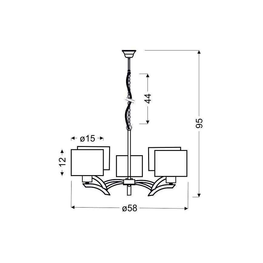 Luster na sajli DRAGA 5xE27/60W/230V bež/sjajni hrom
