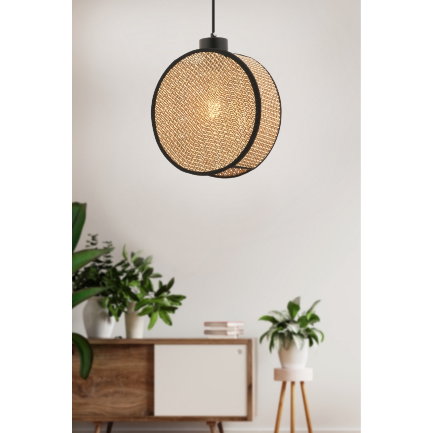Luster na sajli DRUM 1xE27/60W/230V braon/crna