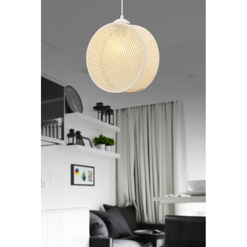 Luster na sajli DRUM 1xE27/60W/230V krem boje
