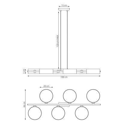 Luster na sajli DRUMZ 6xE14/10W/230V crna