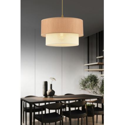Luster na sajli ECHO 1xE27/60W/230V braon/krem