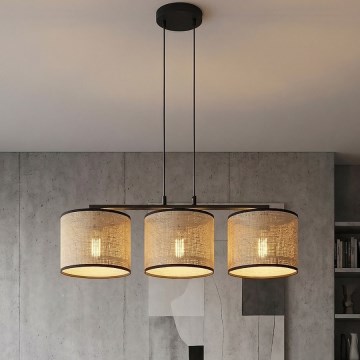 Luster na sajli ECO 3xE27/15W/230V bež/ratan