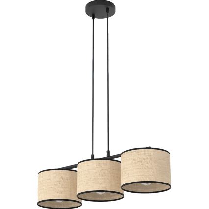 Luster na sajli ECO 3xE27/15W/230V bež/ratan