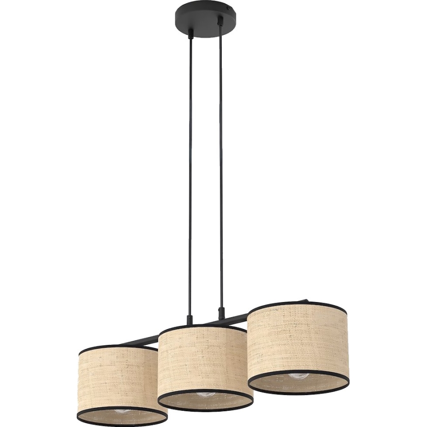 Luster na sajli ECO 3xE27/15W/230V bež/ratan