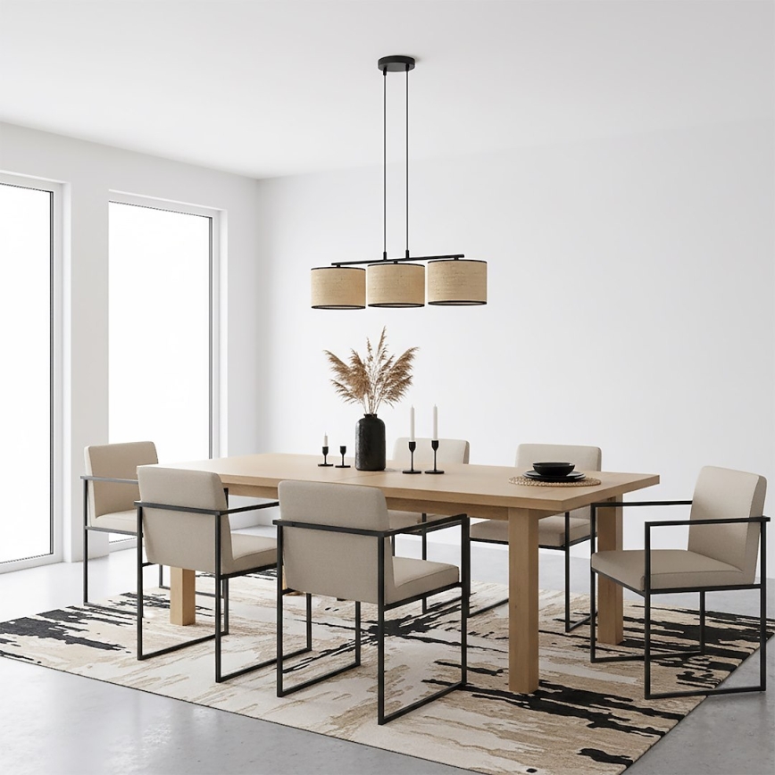 Luster na sajli ECO 3xE27/15W/230V bež/ratan