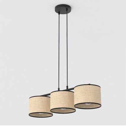 Luster na sajli ECO 3xE27/15W/230V bež/ratan