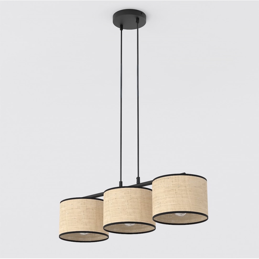 Luster na sajli ECO 3xE27/15W/230V bež/ratan