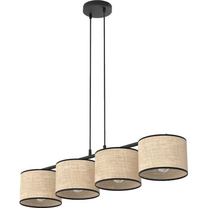 Luster na sajli ECO 4xE27/15W/230V bež/ratan