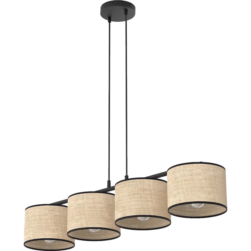 Luster na sajli ECO 4xE27/15W/230V bež/ratan