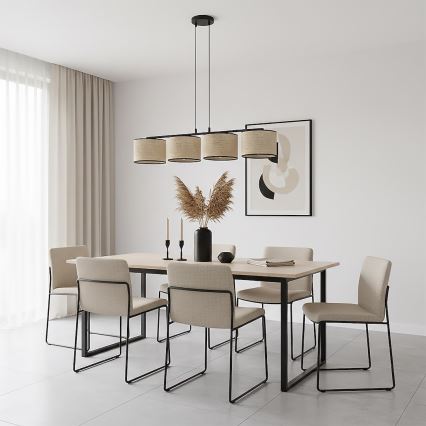 Luster na sajli ECO 4xE27/15W/230V bež/ratan