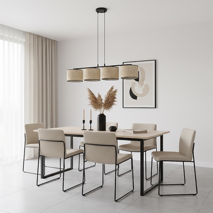 Luster na sajli ECO 4xE27/15W/230V bež/ratan