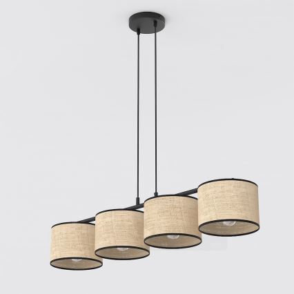 Luster na sajli ECO 4xE27/15W/230V bež/ratan