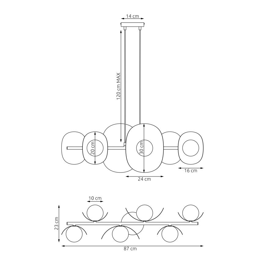 Luster na sajli ELEMENTI 6xG9/8W/230V bela