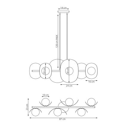 Luster na sajli ELEMENTI 6xG9/8W/230V crni