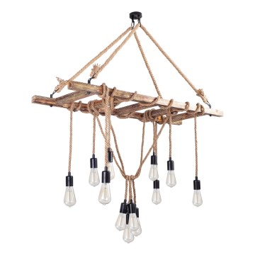 Luster na sajli EREBOS 12xE27/40W/230V braon