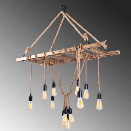 Luster na sajli EREBOS 12xE27/40W/230V braon