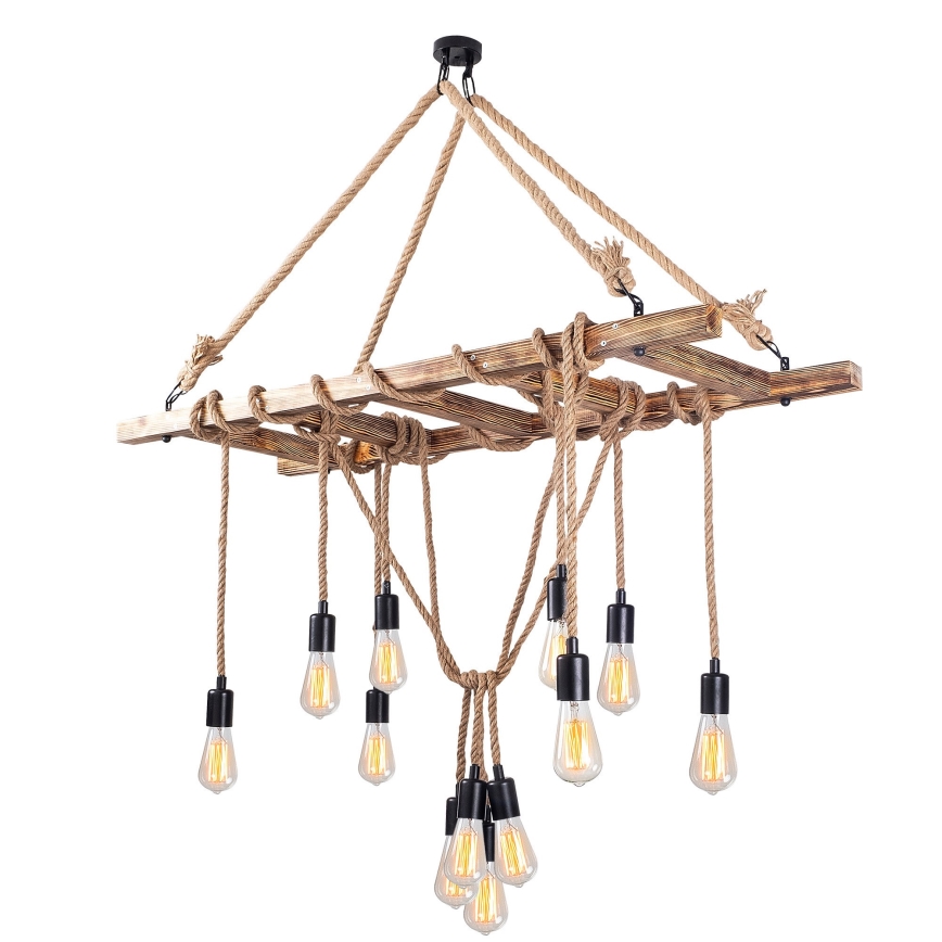 Luster na sajli EREBOS 12xE27/40W/230V braon