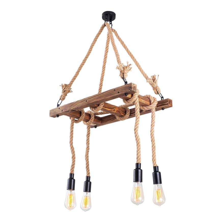 Luster na sajli EREBOS 4xE27/40W/230V braon