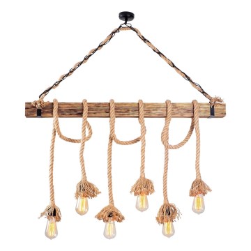 Luster na sajli EREBOS 6xE27/40W/230V braon
