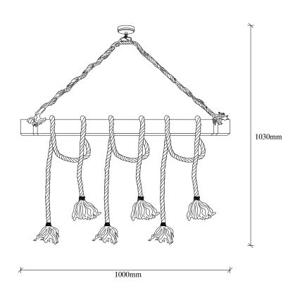 Luster na sajli EREBOS 6xE27/40W/230V braon