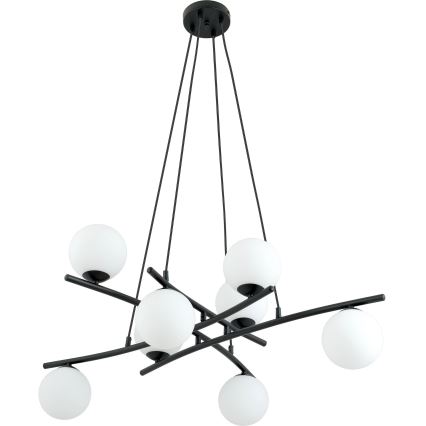 Luster na sajli ESSA 8xE14/10W/230V crni/beli