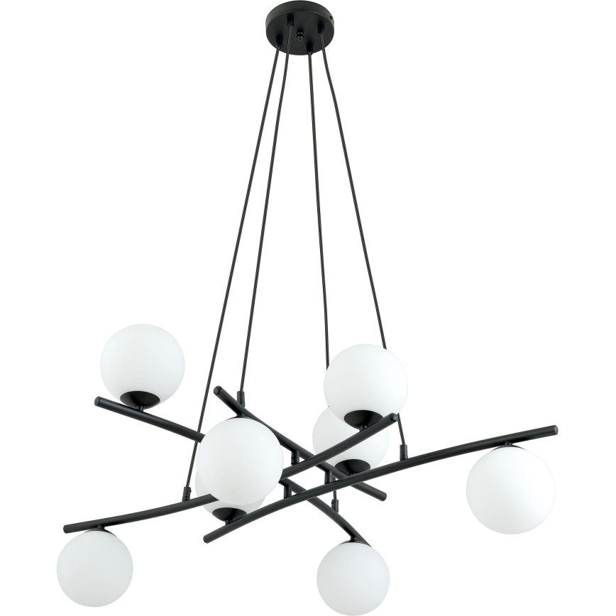 Luster na sajli ESSA 8xE14/10W/230V crni/beli