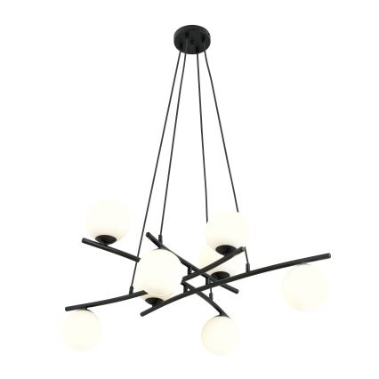 Luster na sajli ESSA 8xE14/10W/230V crni/beli