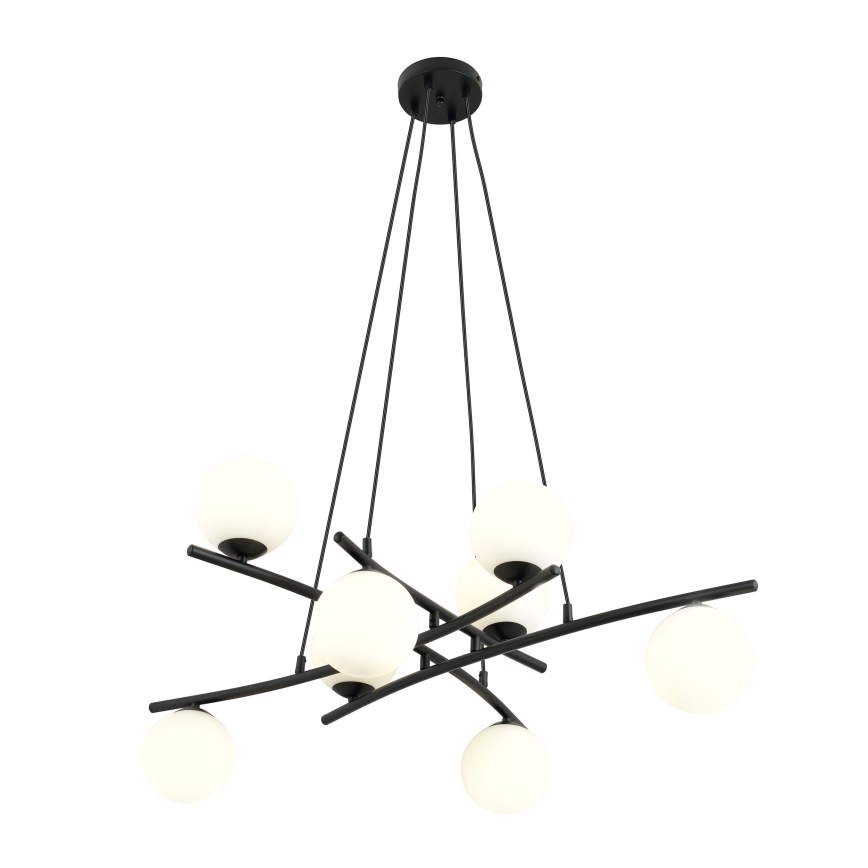 Luster na sajli ESSA 8xE14/10W/230V crni/beli