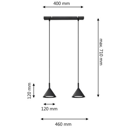Luster na sajli ETNA 2xGX53/15W/230V crne boje