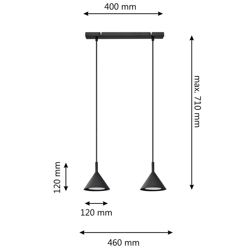 Luster na sajli ETNA 2xGX53/15W/230V crne boje