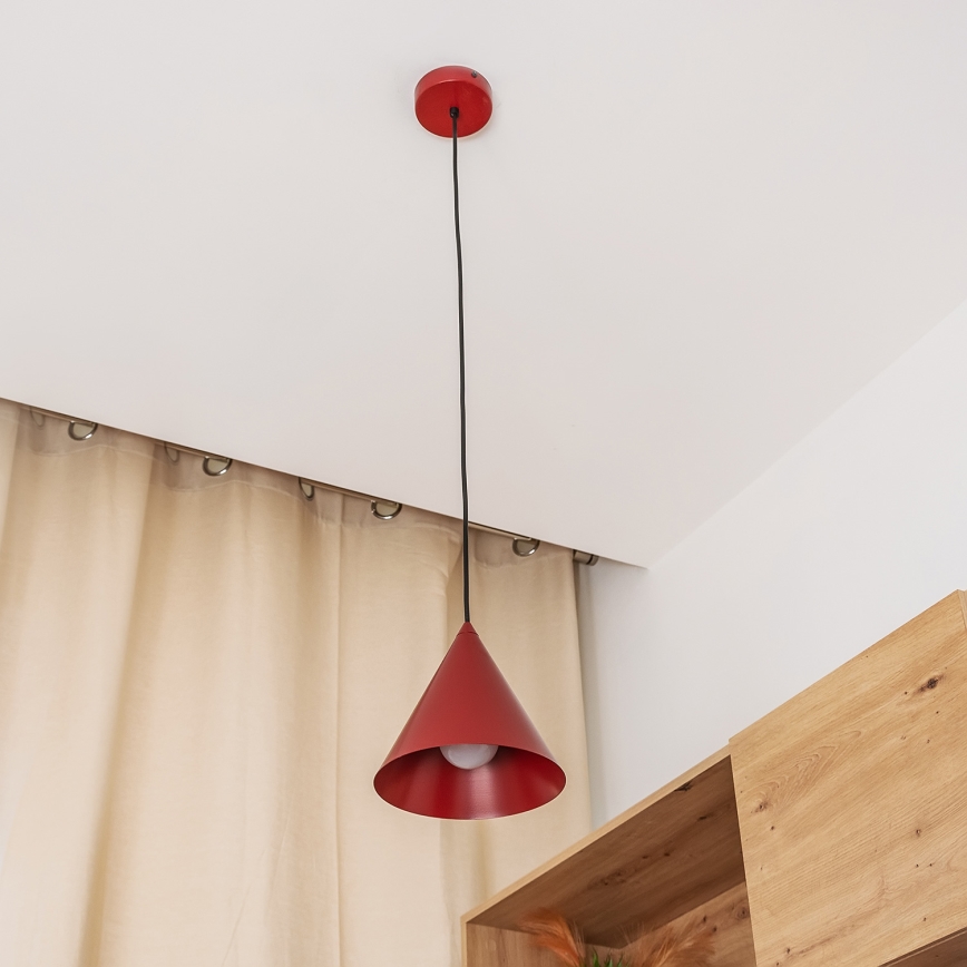Luster na sajli ETNA II 1xE27/15W/230V prečnik 18,5 cm crvena