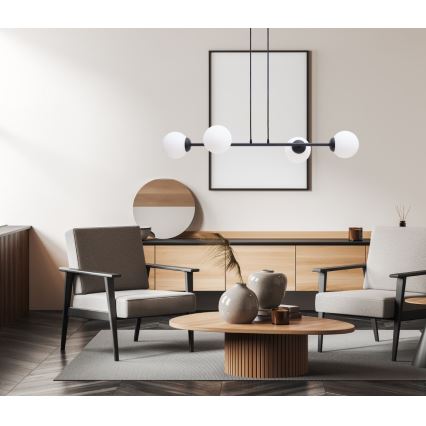 Luster na sajli FIRA 4xE27/60W/230V crni