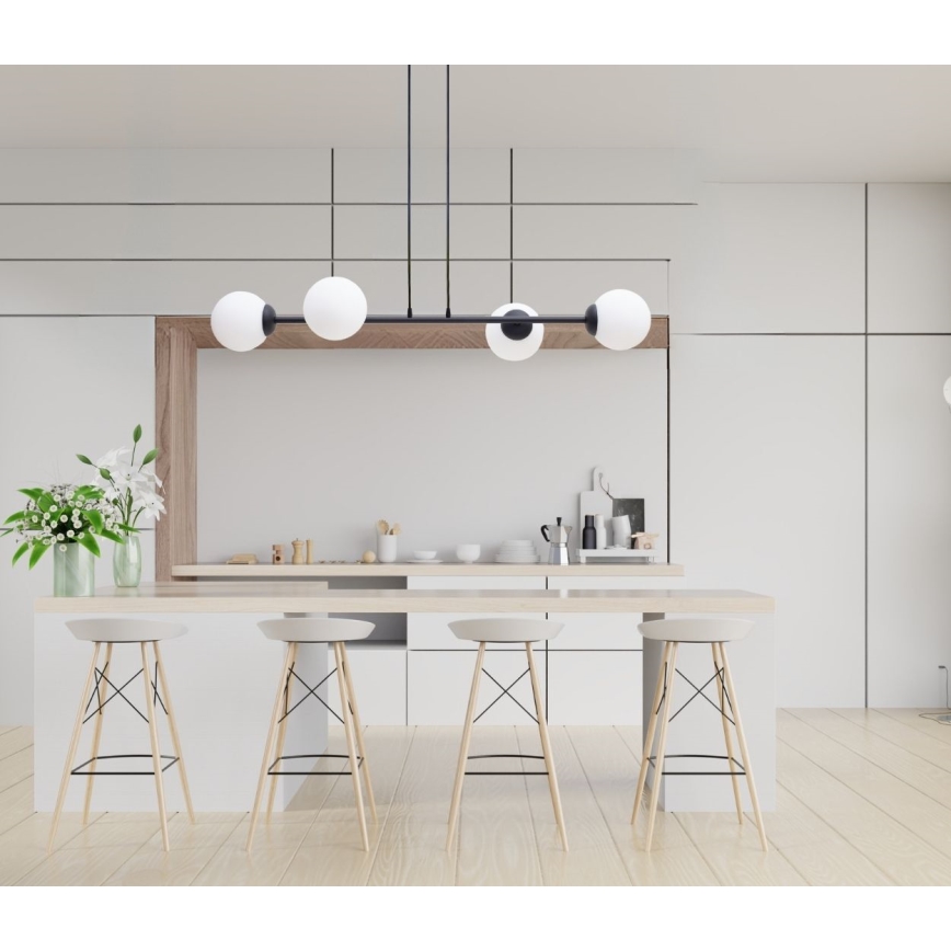 Luster na sajli FIRA 4xE27/60W/230V crni