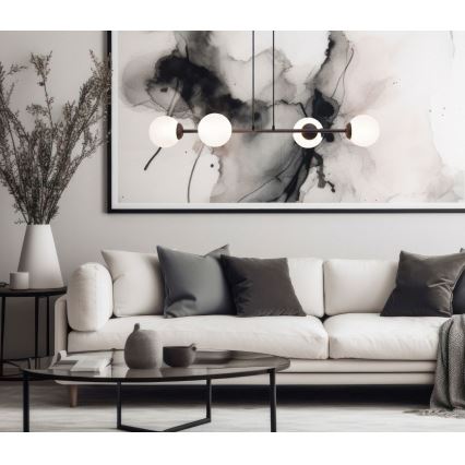 Luster na sajli FIRA 4xE27/60W/230V crni