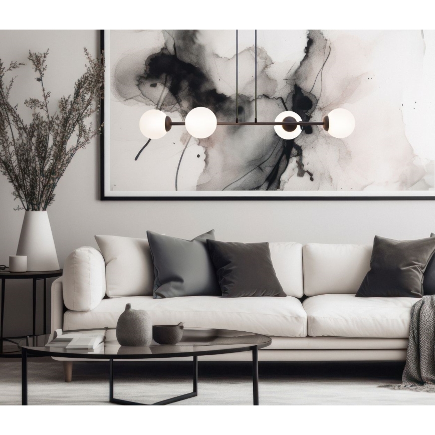 Luster na sajli FIRA 4xE27/60W/230V crni